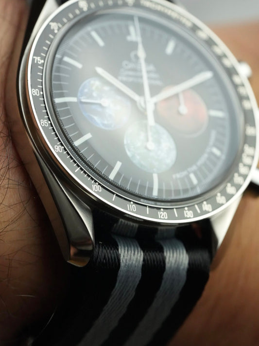 Military Fabric Strap for OMEGA Speedmaster Professional – Black and Grey