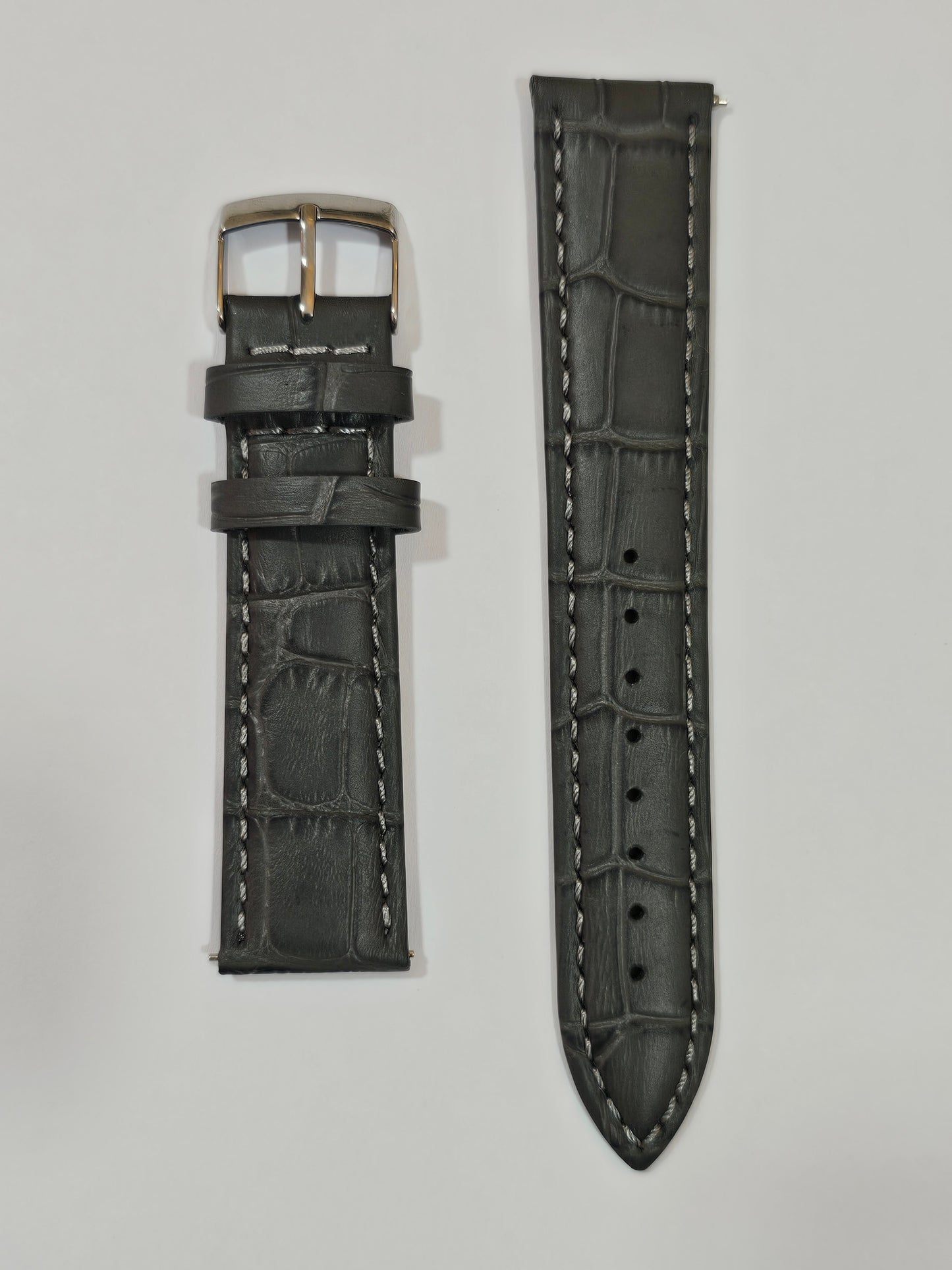 Embossed Leather Strap for Omega x Swatch MoonSwatch – Mission to Pluto – Grey