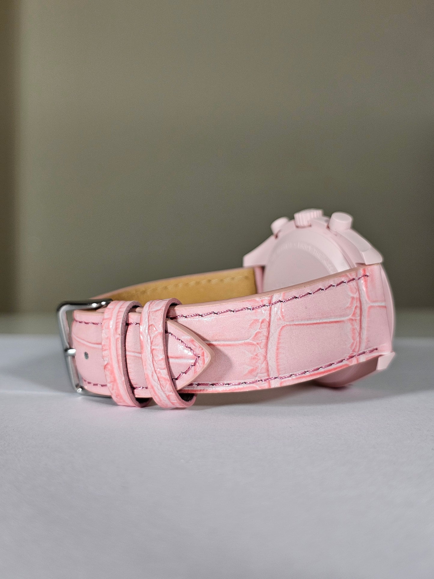 Embossed Leather Strap for Omega x Swatch MoonSwatch – Mission to Venus– Pink