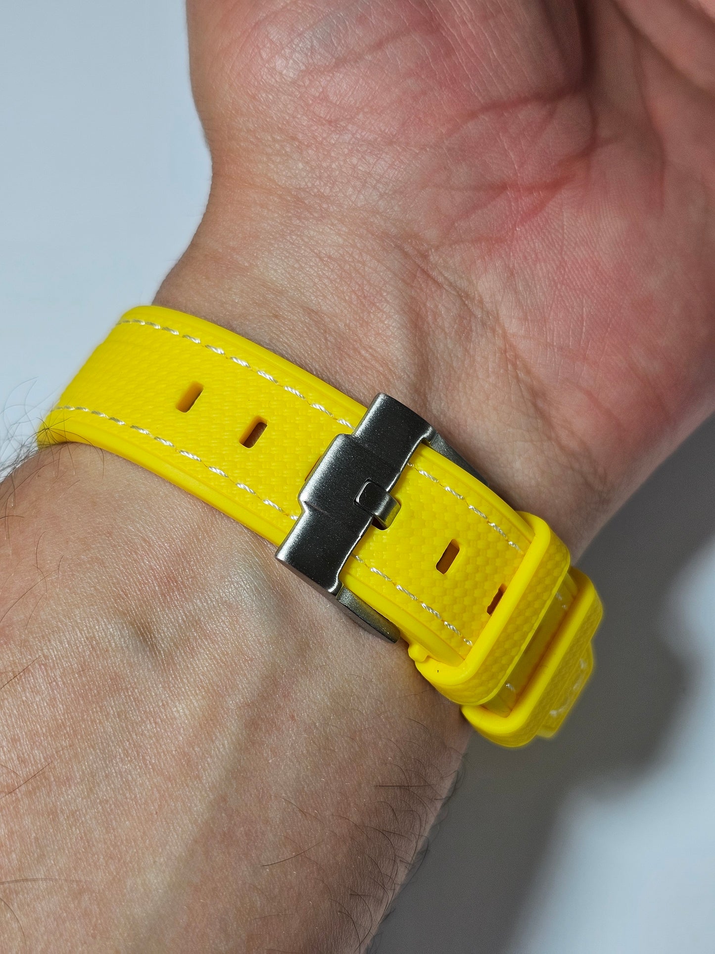 Rubber Curved Strap for Omega x Swatch MoonSwatch – Mission to the Sun – Yellow with Yellow Stitch