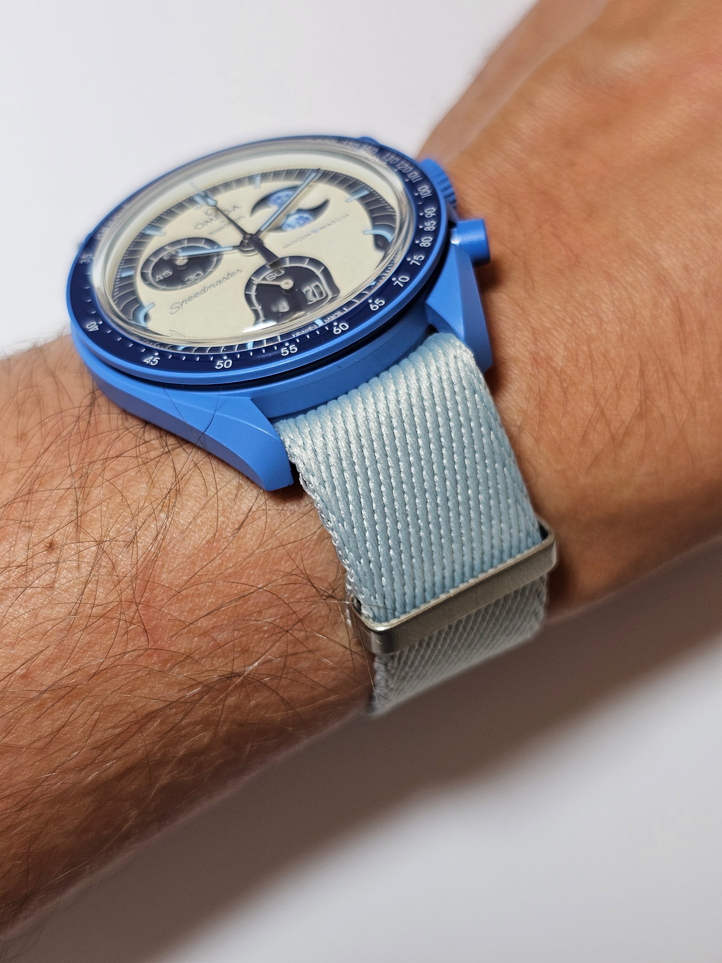 Military Fabric Strap for Omega x Swatch MoonSwatch – Super Blue MoonPhase – Blue