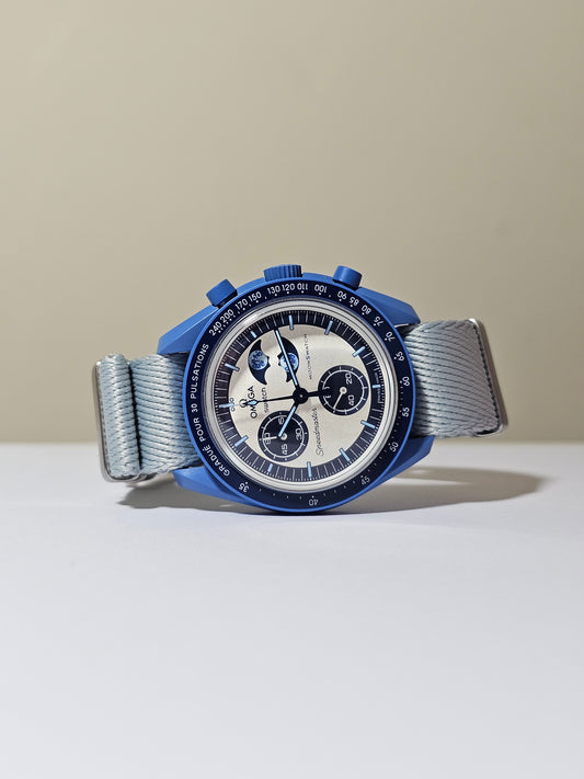 Military Fabric Strap for Omega x Swatch MoonSwatch – Super Blue MoonPhase – Blue