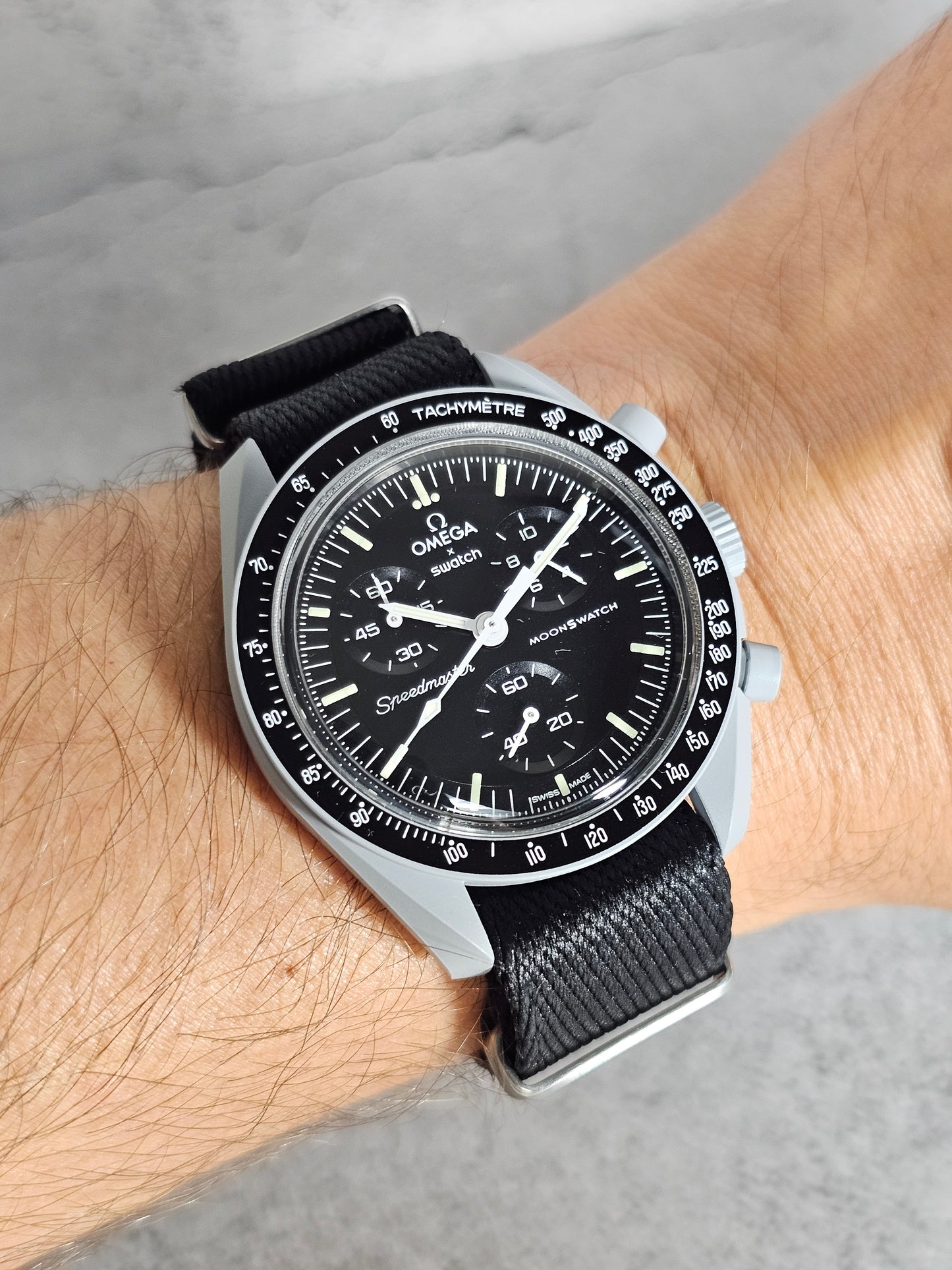 Military Fabric Strap for Omega x Swatch MoonSwatch – Mission to the Moon – Black