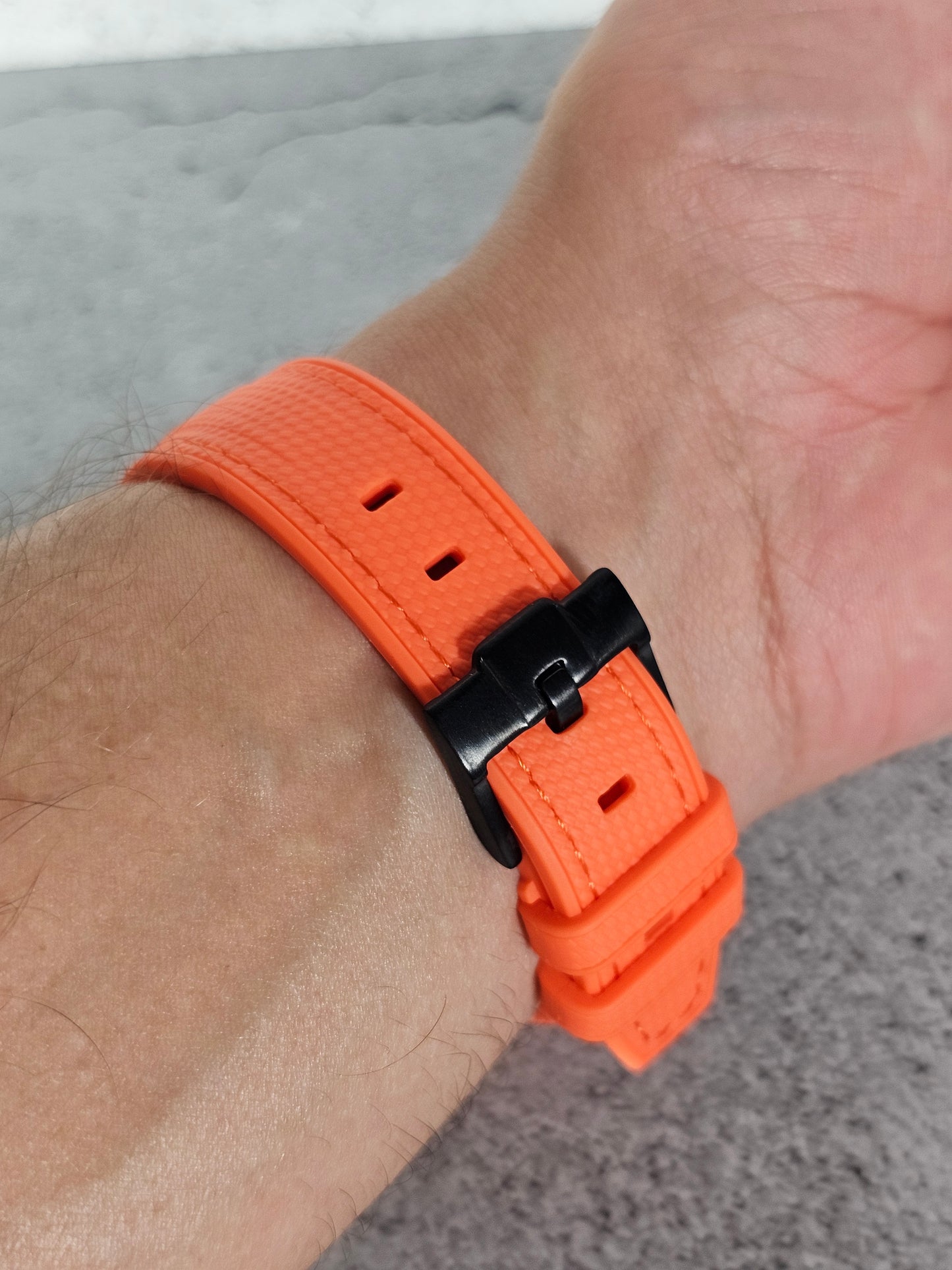 Rubber Curved Strap for Omega x Swatch MoonSwatch – Mission to the MoonPhase – Orange with Orange Stitch