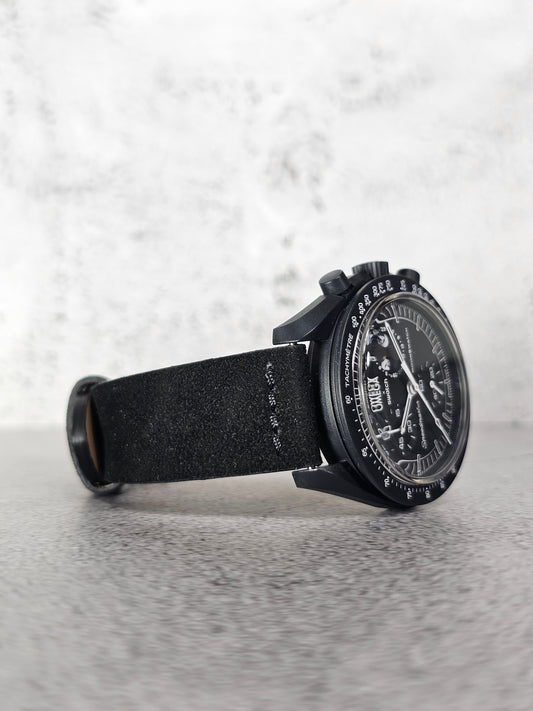Suede Strap for Omega x Swatch MoonSwatch – Mission to the MoonPhase – Black