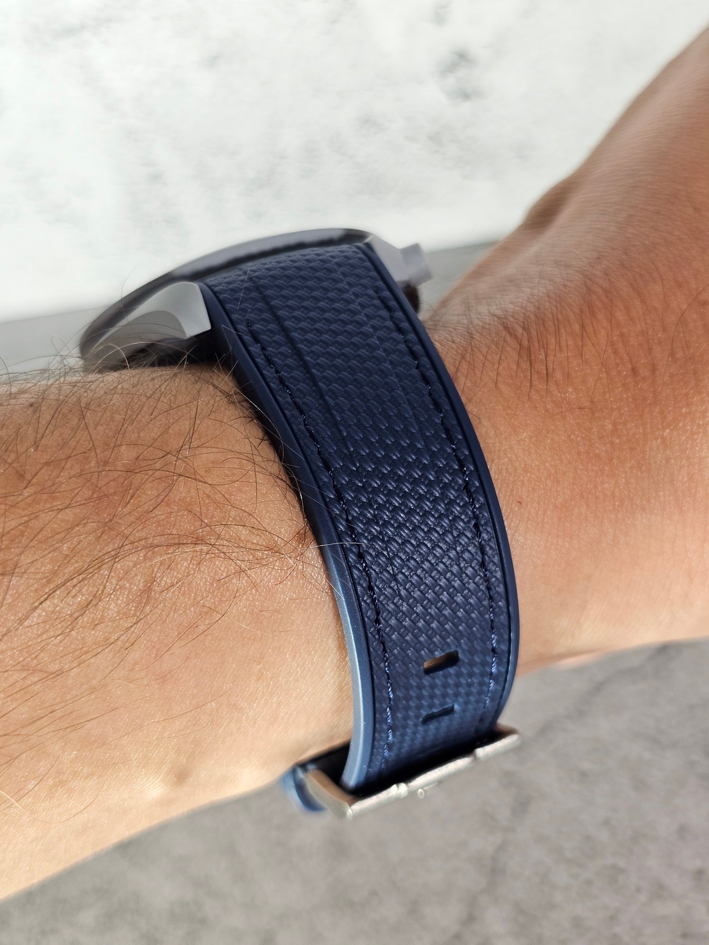 Rubber Curved Strap for Omega x Swatch MoonSwatch – Mission to the Moon – Navy with Navy Stitch