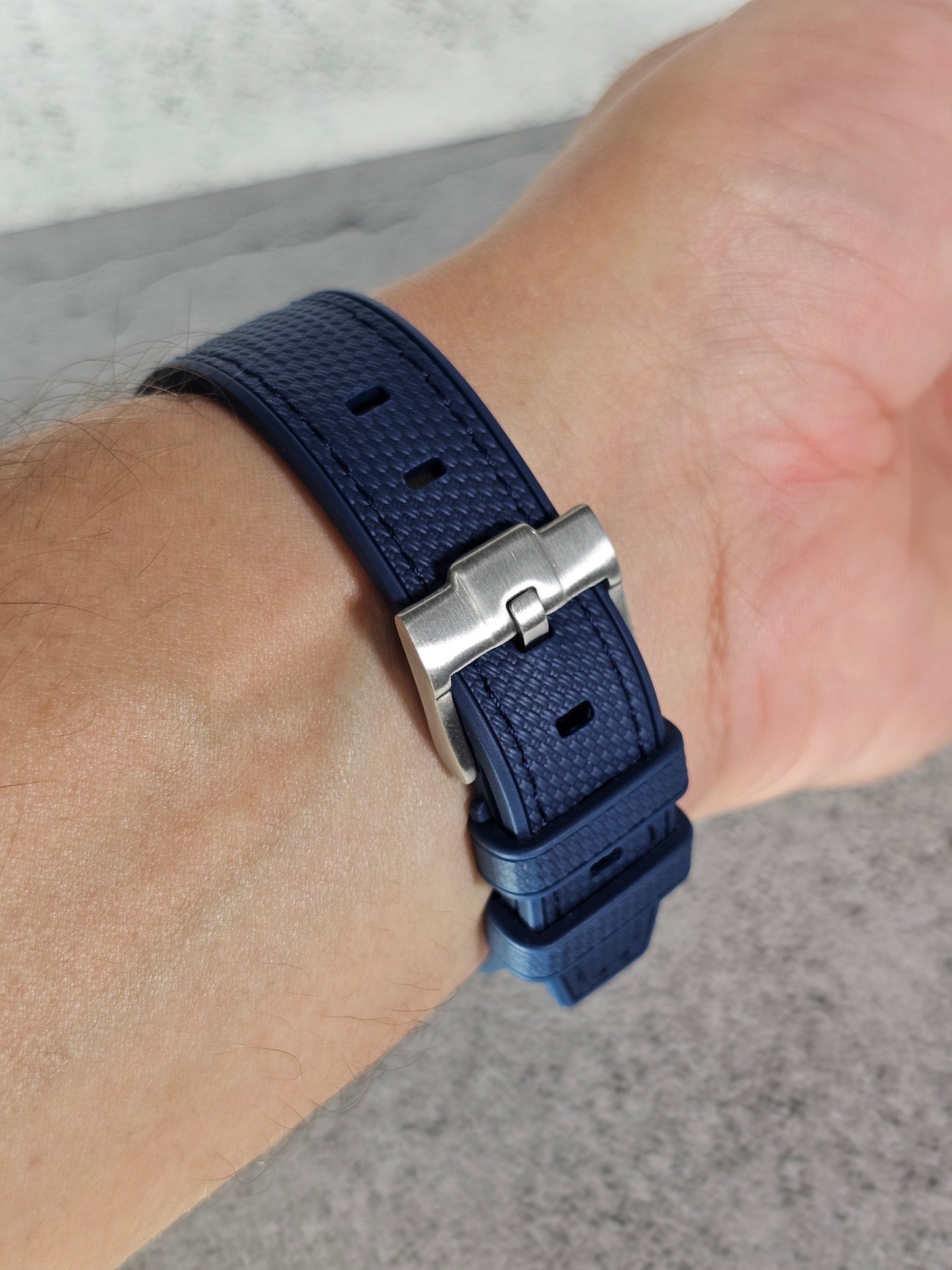 Rubber Curved Strap for Omega x Swatch MoonSwatch – Mission to the MoonPhase – Navy with Navy Stitch