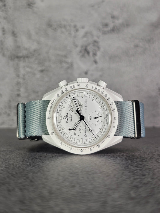 Military Fabric Strap for Omega x Swatch MoonSwatch – Mission to the MoonPhase – Silver
