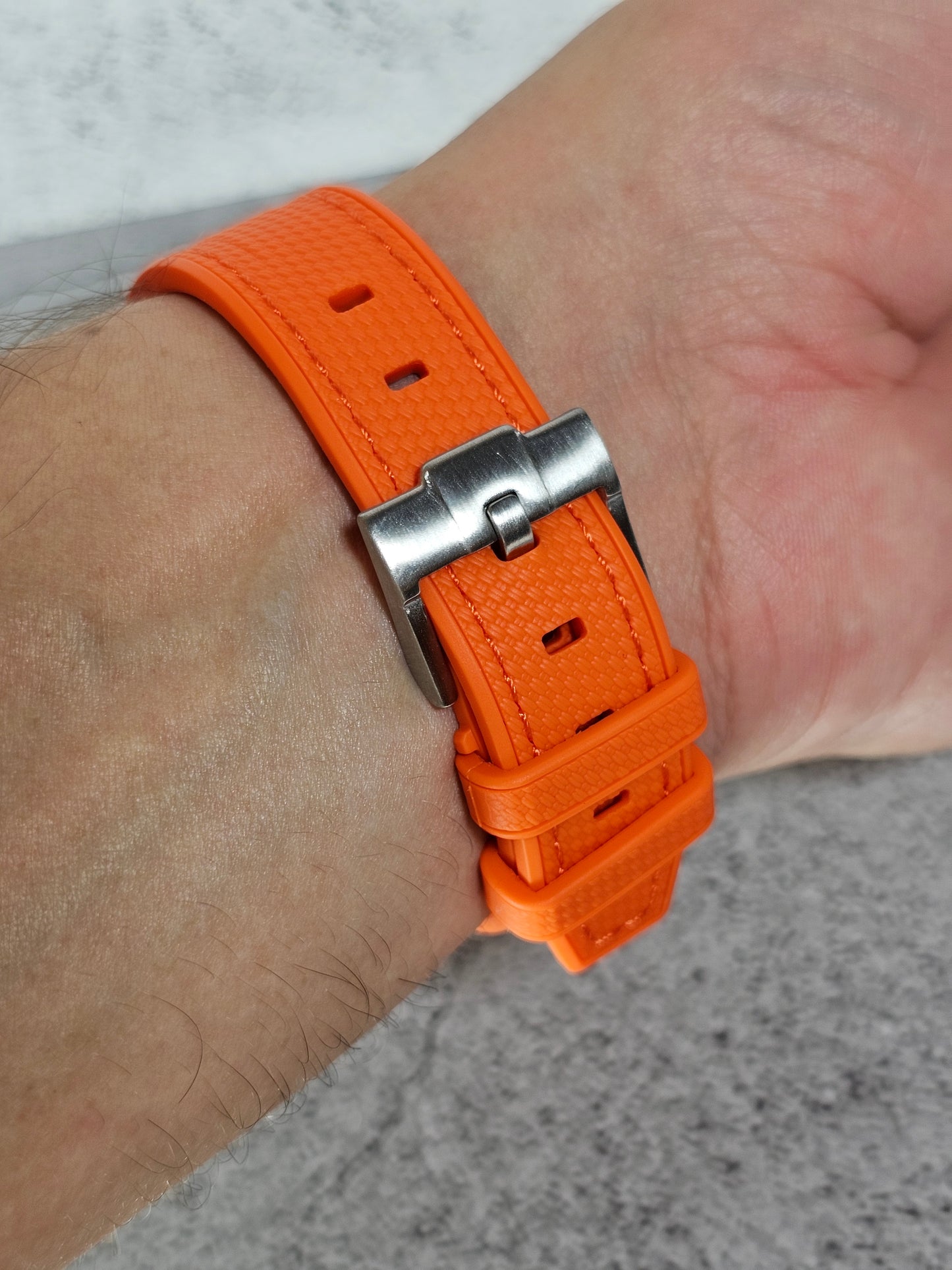 Rubber Curved Strap for Omega x Swatch MoonSwatch – Mission to the MoonPhase – Orange with Orange Stitch