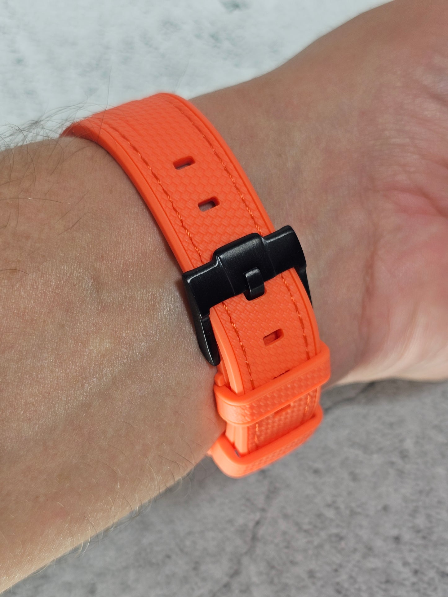 Rubber Curved Strap for Omega x Swatch MoonSwatch – Mission to the MoonPhase – Orange with Orange Stitch