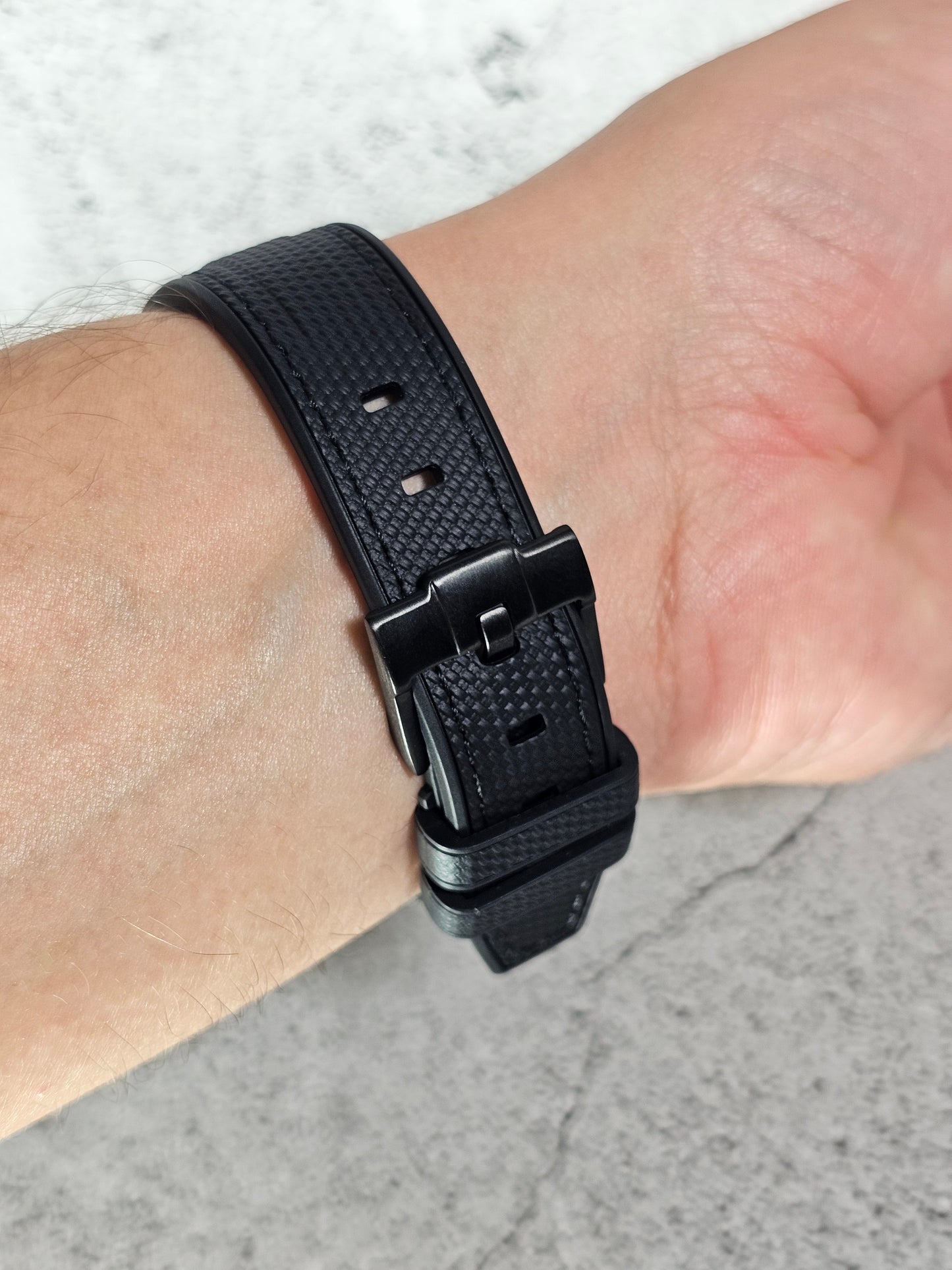 Rubber Curved Strap for Omega x Swatch MoonSwatch – Mission to Pluto – Black with Black Stitch