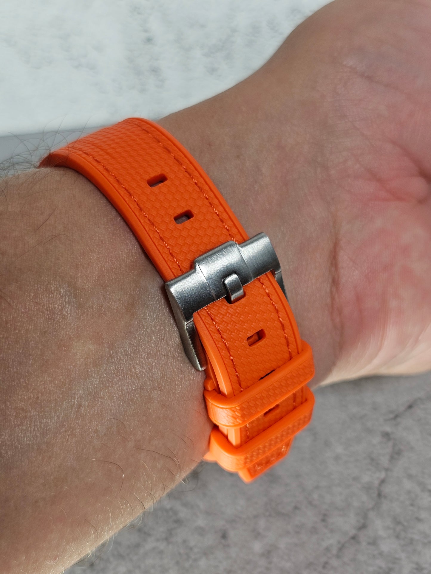 Rubber Curved Strap for Omega x Swatch MoonSwatch – Mission to Neptune – Orange with Orange Stitch