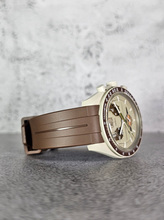 Rubber Curved Strap for Omega x Swatch MoonSwatch – Mission to Saturn – Brown