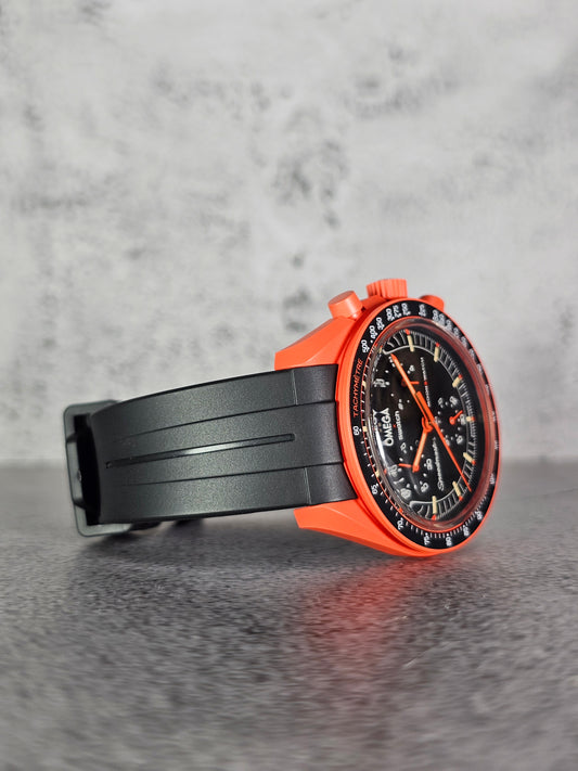 Rubber Curved Strap for Omega x Swatch MoonSwatch – Mission on Earth: Lava – Black
