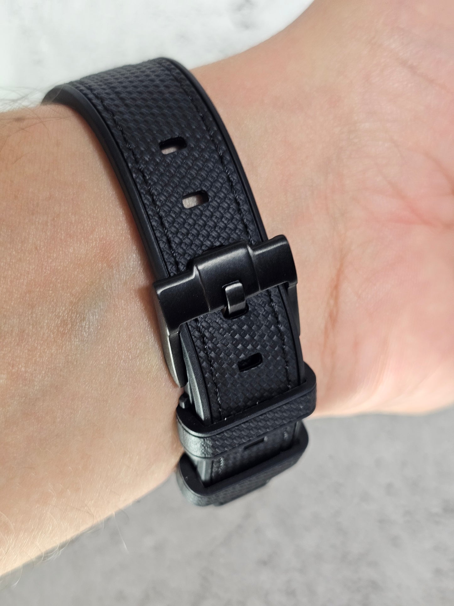 Rubber Curved Strap for Omega x Swatch MoonSwatch – Mission to Jupiter – Black with Black Stitch