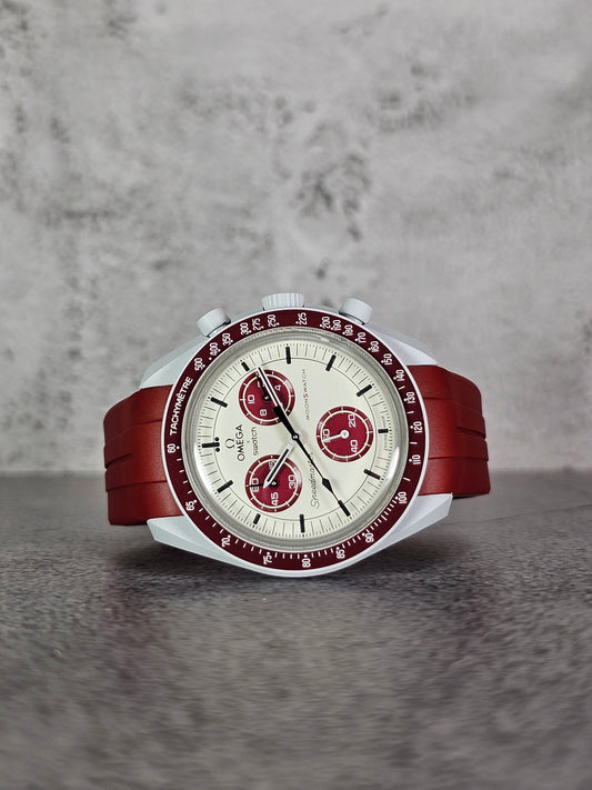 Rubber Curved Strap for Omega x Swatch MoonSwatch – Mission to Pluto – Red