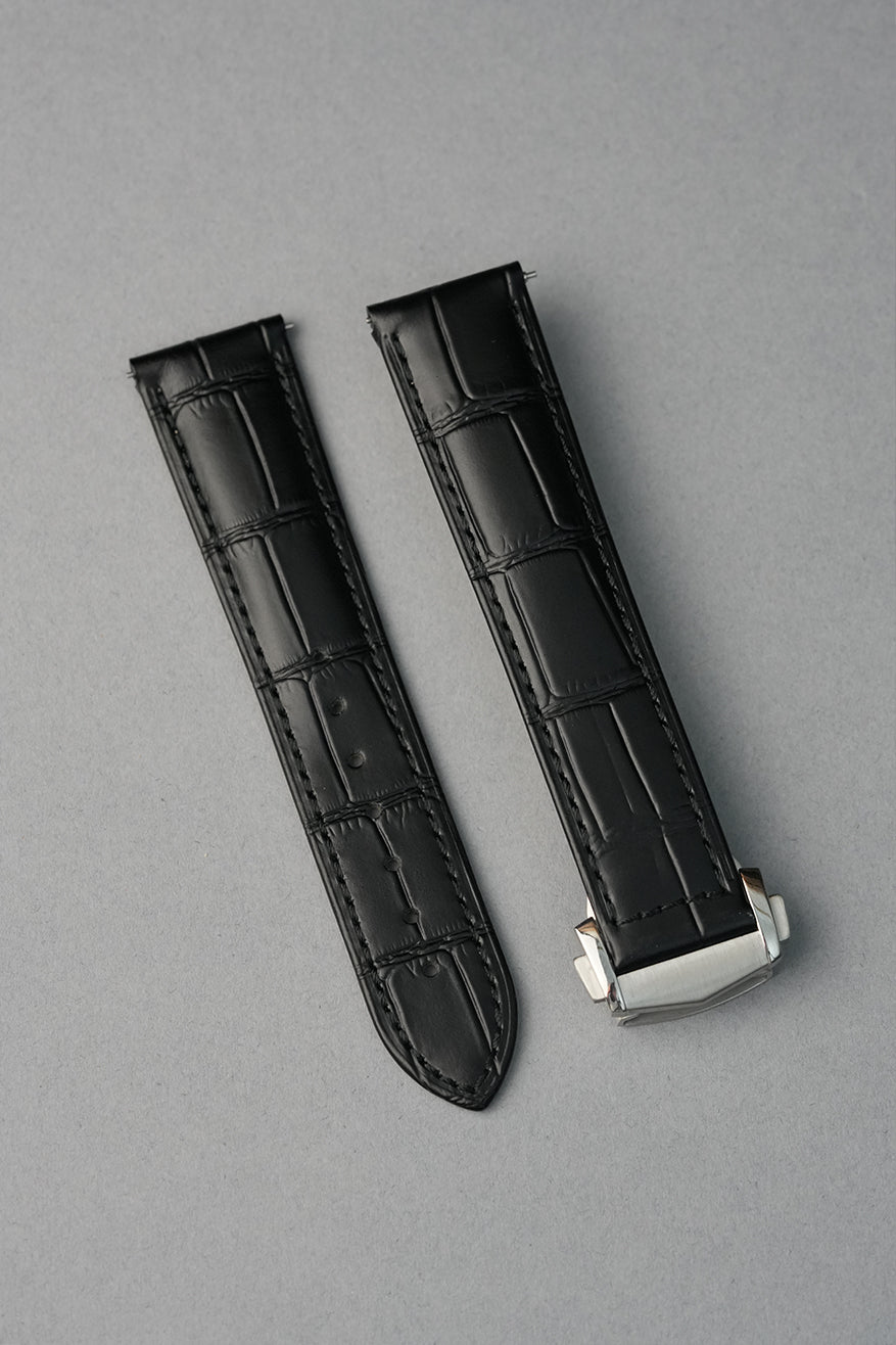 Embossed Alligator Deployant Leather Watch Strap – 19/20/21/22mm
