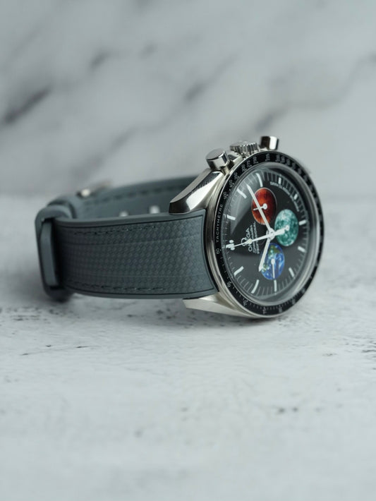 Rubber Curved Strap for OMEGA Speedmaster Professional – Grey with Grey Stitch