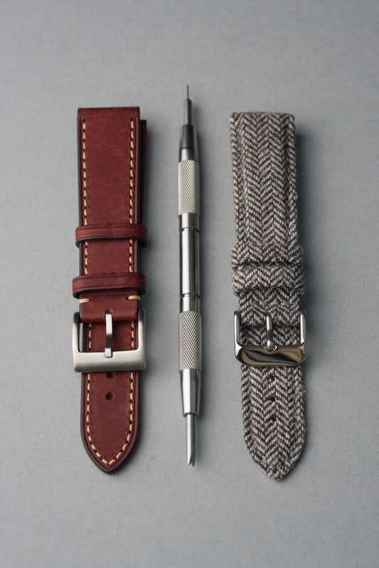 Autumn Winter Strap Bundle – Leather & Tweed + Tool (20–22mm Universal Fit)