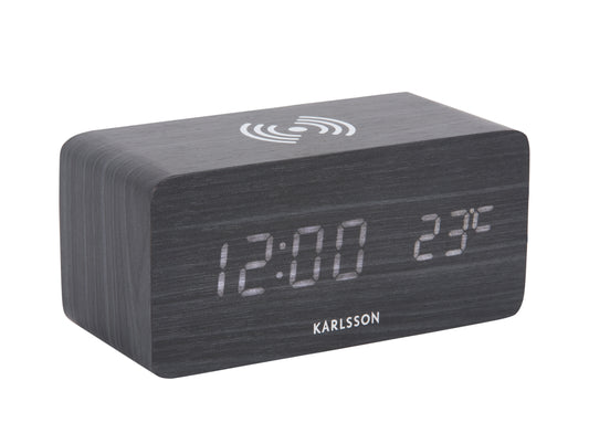 Block Alarm Clock with LED Display and Wireless Phone Charger
