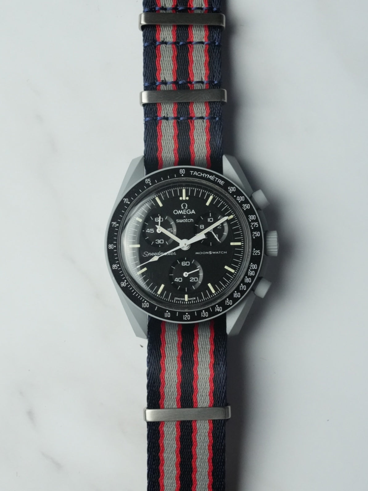 Omega X Swatch MoonSwatch Strap: Premium NATO - Navy & Grey