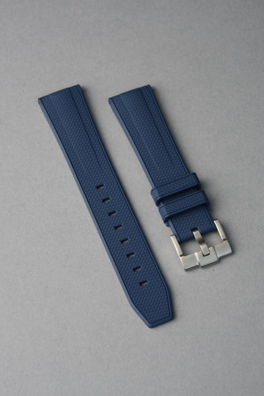 Rubber Woven Straight End Fit Strap - 20 mm to 22 mm blue replacement