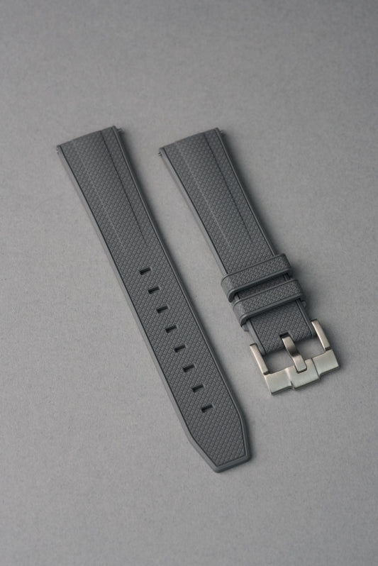 Rubber Woven Straight End Fit Strap - 20 mm to 22 mm grey replacement