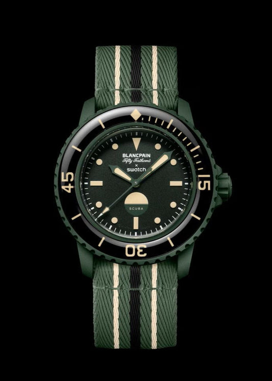 Blancpain x Swatch Green Abyss Scuba Fifty Fathoms Dive Watch SO35G100