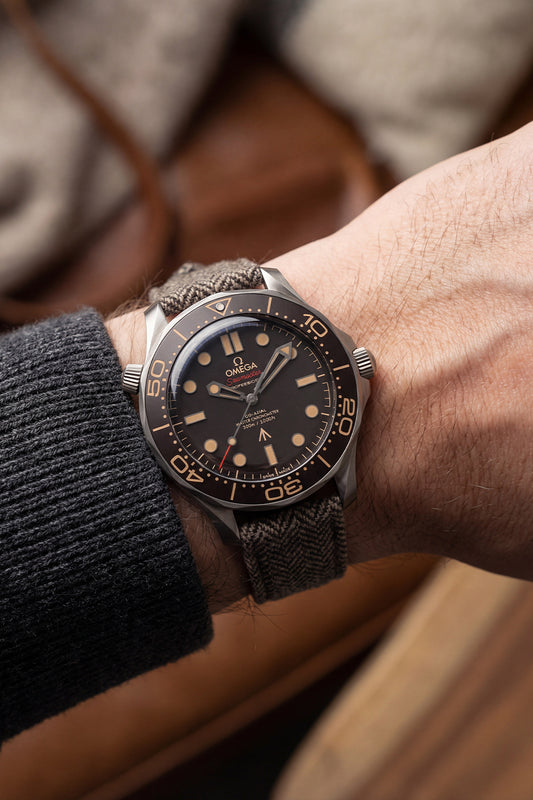 Omega Seamaster Diver 300M No Time To Die — Brown Herringbone Strap