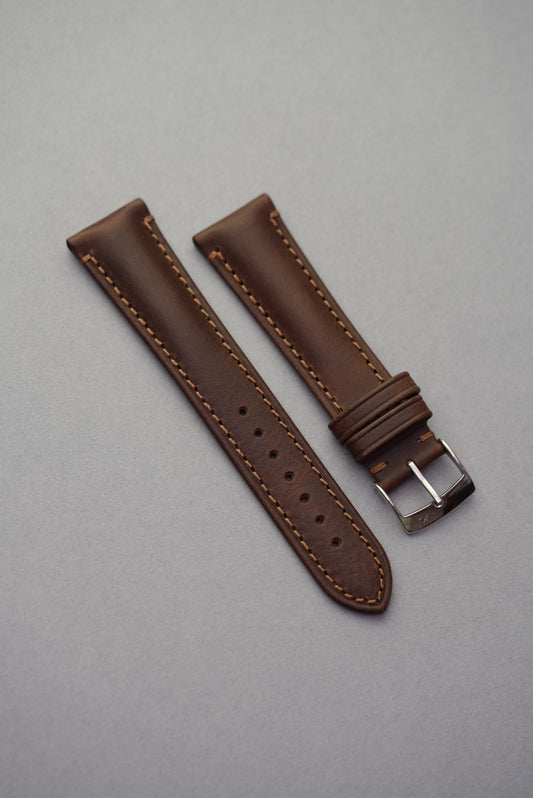 Brown leather watch strap detail stitching strap replacement for Tudor Black Bay