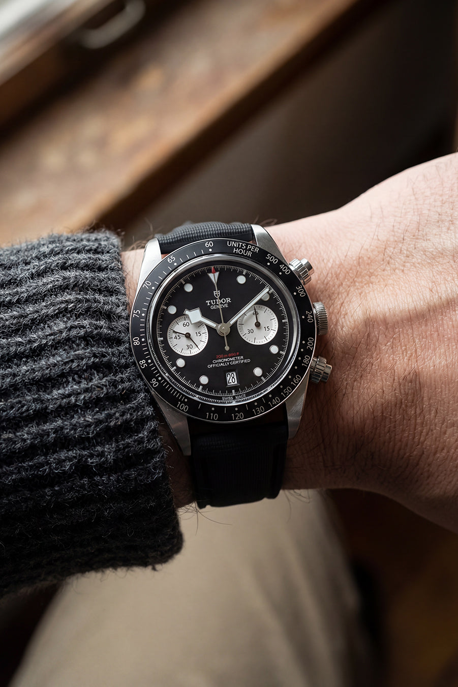 Tudor Black Bay Chrono Rubber Sailcloth-Effect Deployant Strap
