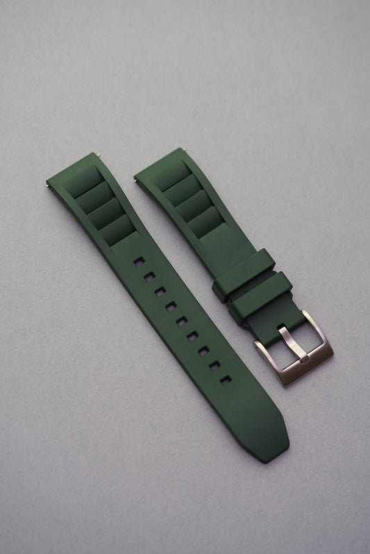Fkm vented rubber watch strap green strap replacement for Omega Seamaster