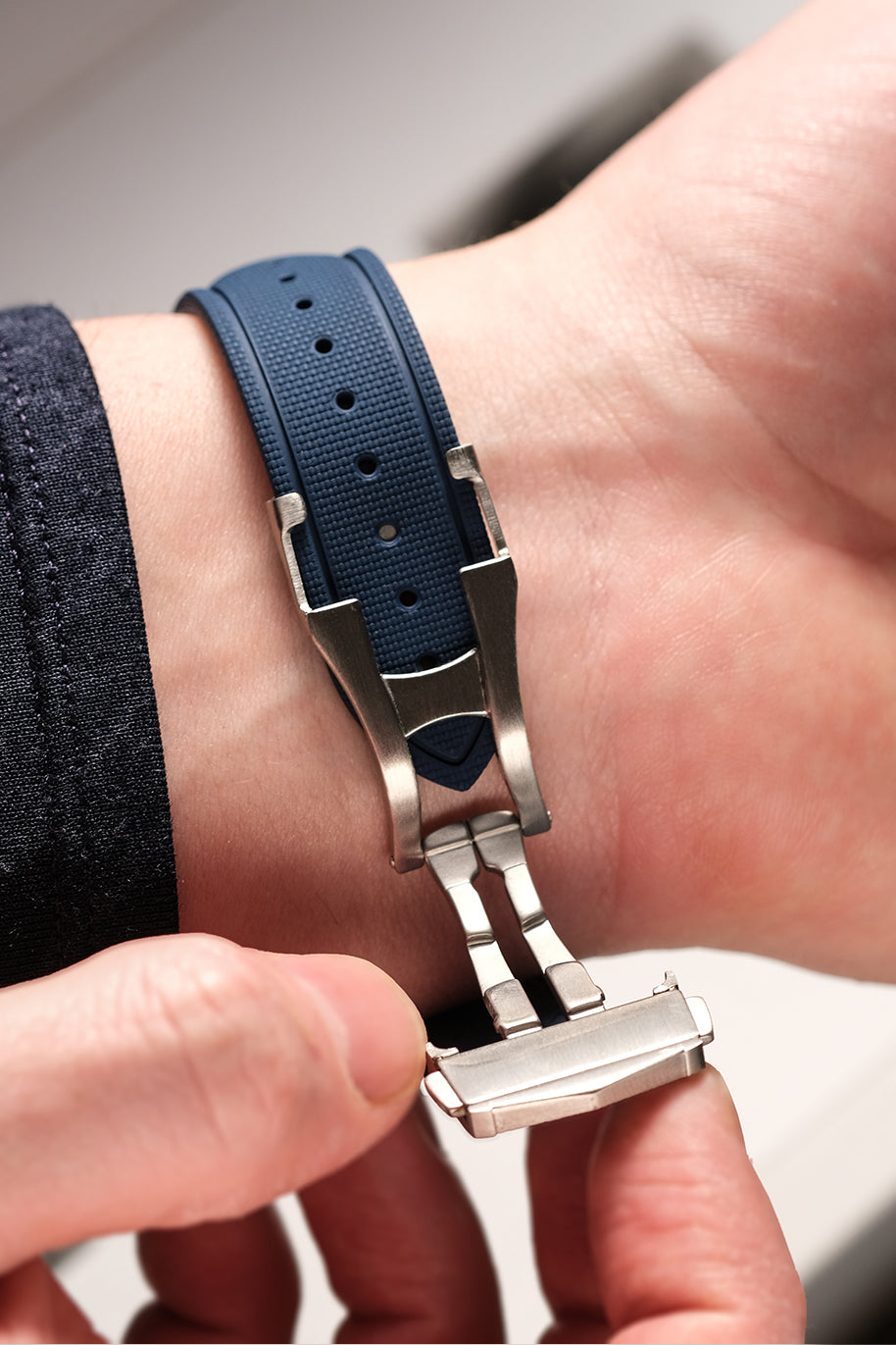 Sailcloth Effect FKM Rubber Strap with Deployant Clasp for Swatch x Omega MoonSwatch