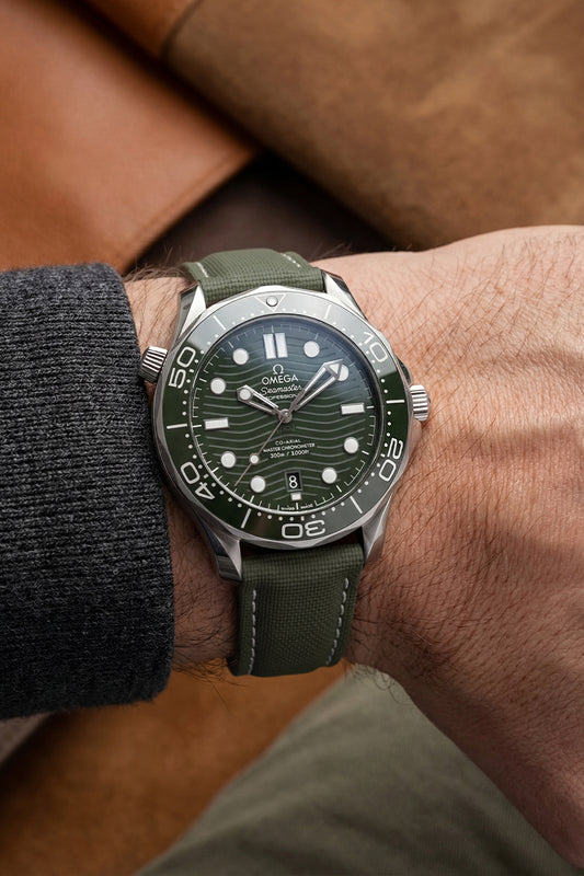 Omega Seamaster Diver 300M Sailcloth-Effect FKM Rubber Strap with Deployant Clasp