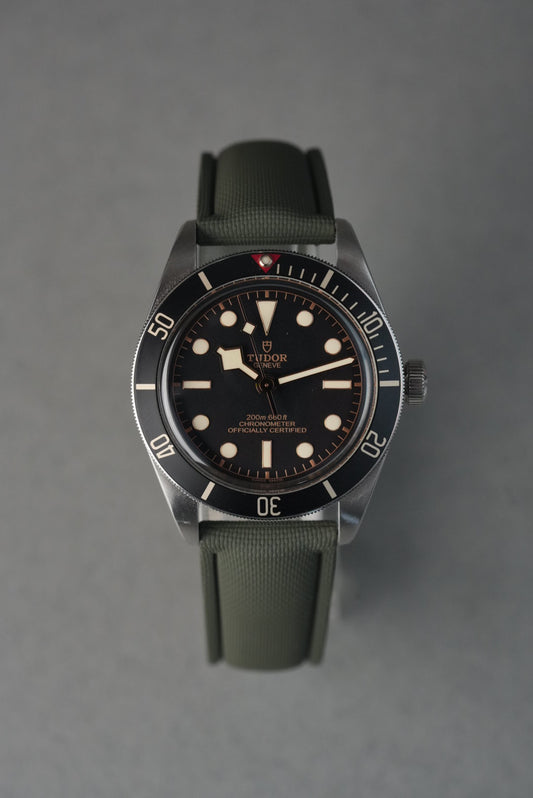 Sailcloth Effect FKM Rubber Strap with Deployant Clasp for Tudor Black Bay - Orange