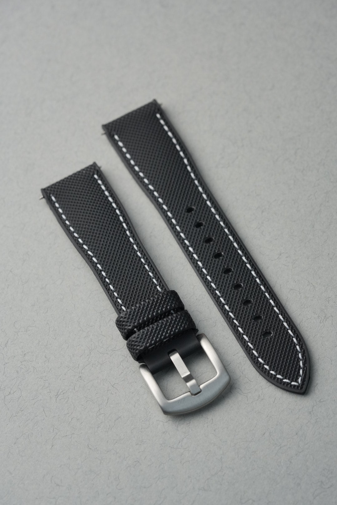 Hybrid Divers Strap For Rolex Submariner – Black with white contrast Stitch