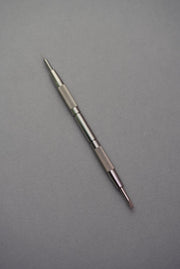 Stainless steel spring bar, on a grey background