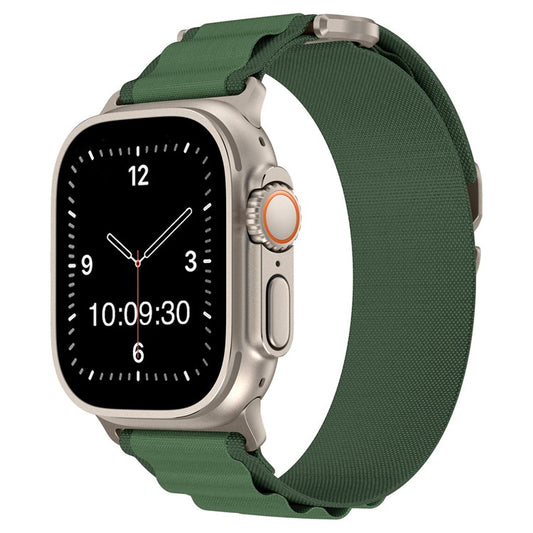 Green Trail Loop strap for Apple Watch Ultra – soft nylon, adjustable fit, 49mm compatibility