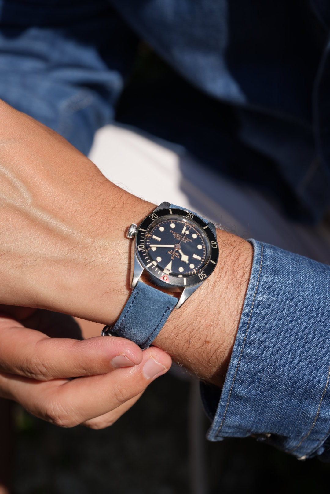 Leather Black Bay Blau Tudor 79230B Black Bay Heritage 41mm Blue