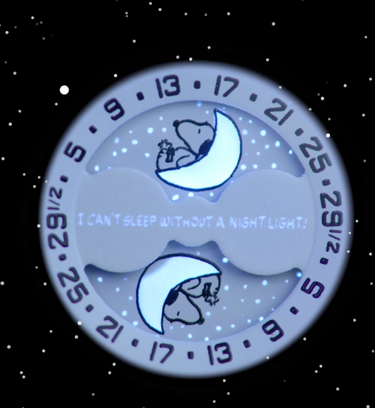 Snoopy MoonSwatch is a Moonphase: "I can't sleep without a night light"