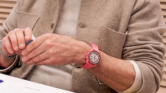 Swatch x OMEGA Pink MoonPhase MoonSwatch Spotted On Wrist!