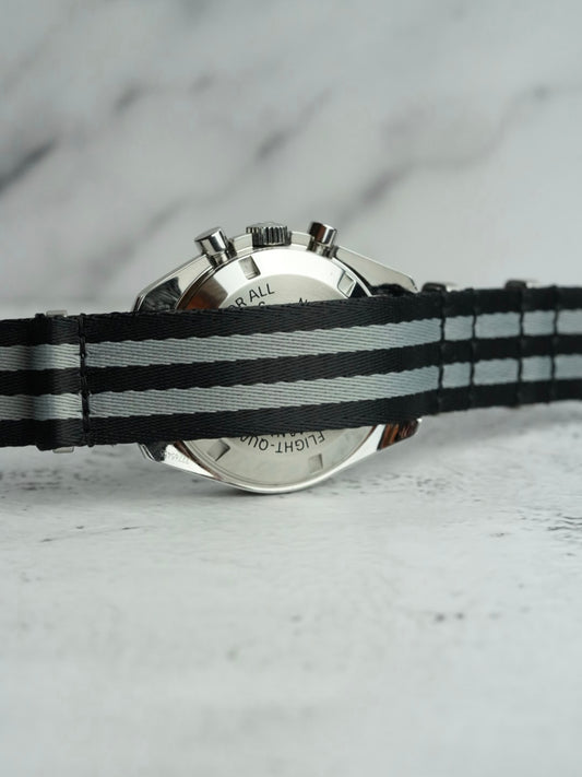 Military Fabric Strap 20mm-22mm - Black & Grey Striped