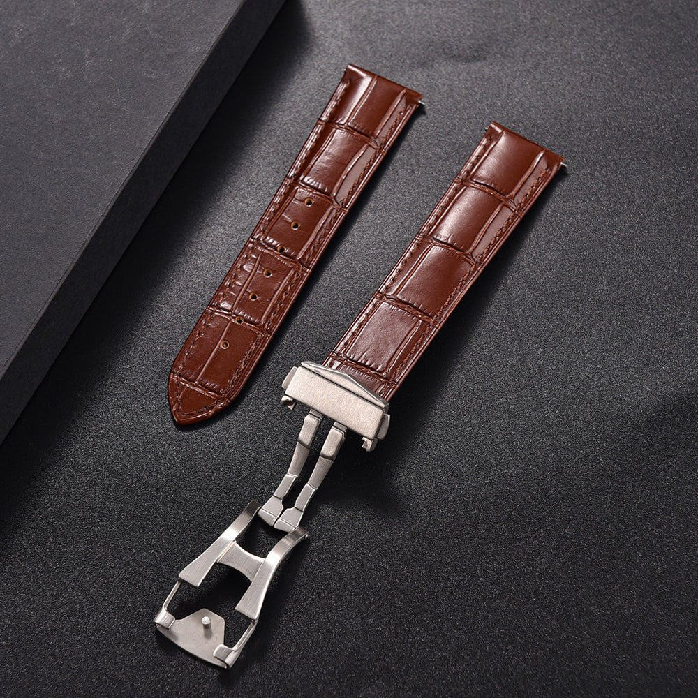 Embossed Alligator Deployant Leather Watch Strap – 18mm to 22mm