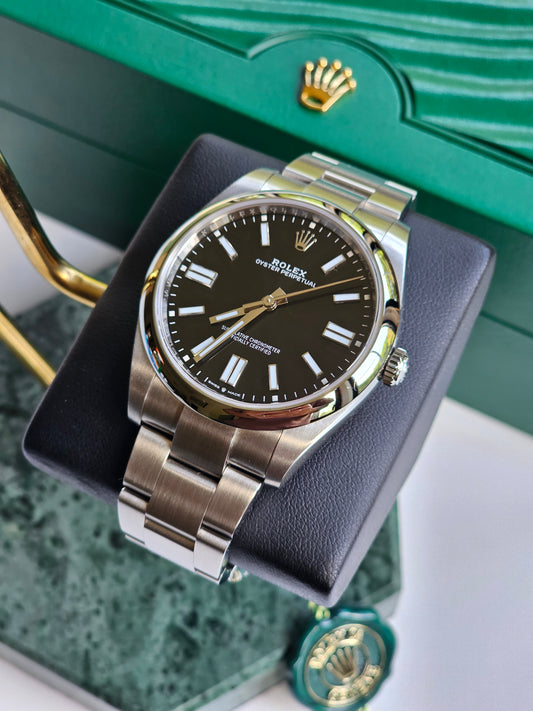 Rolex Oyster Perpetual 124300 with Striking Black Dial