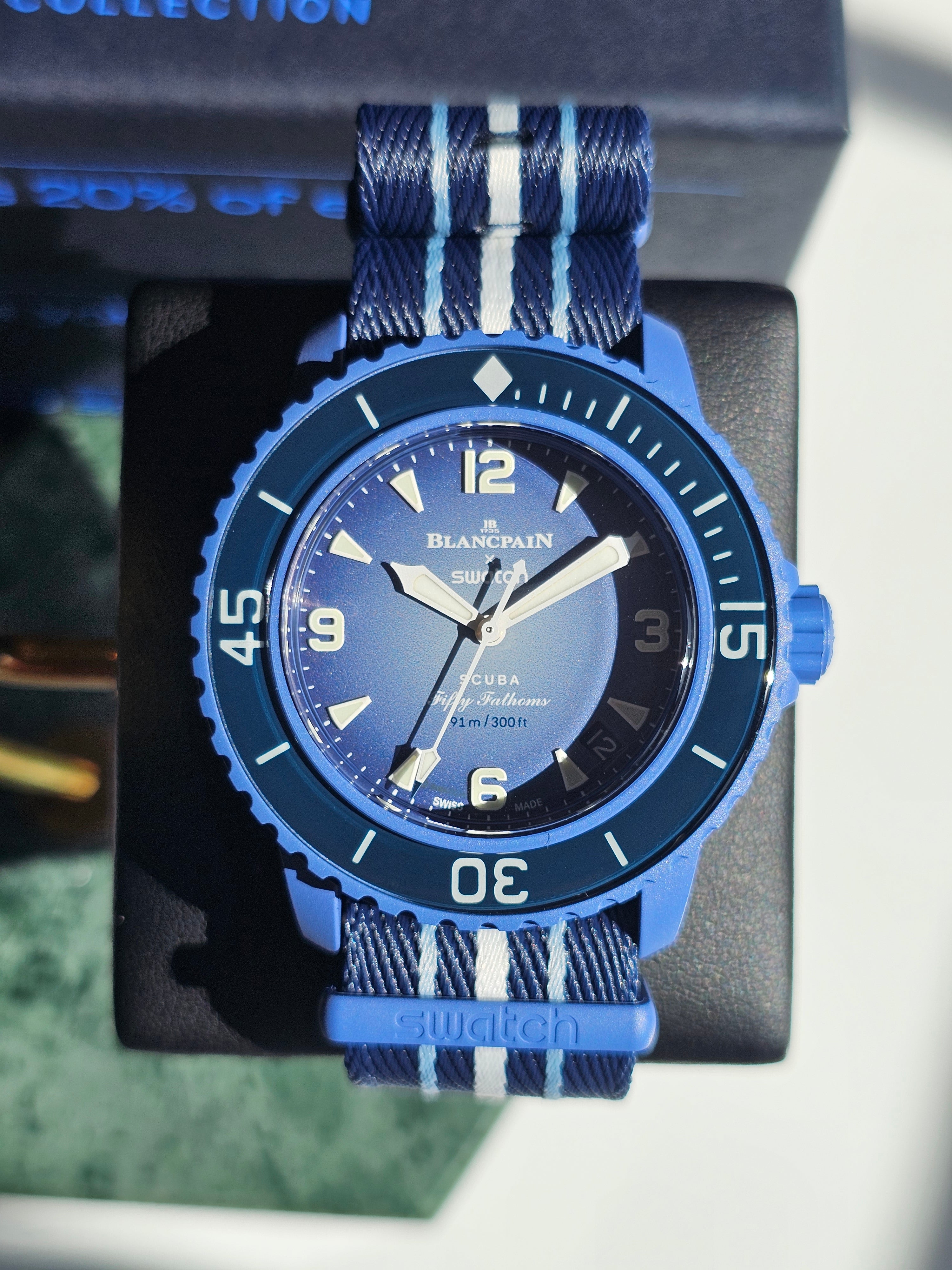 ブランパン x Swatch Scuba 　Atlantic OceanオーシャンブルーのBioce