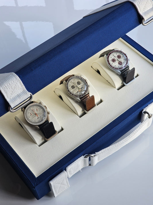 Omega Moonswatch: Collection of 3 MoonSwatches with Trio Case