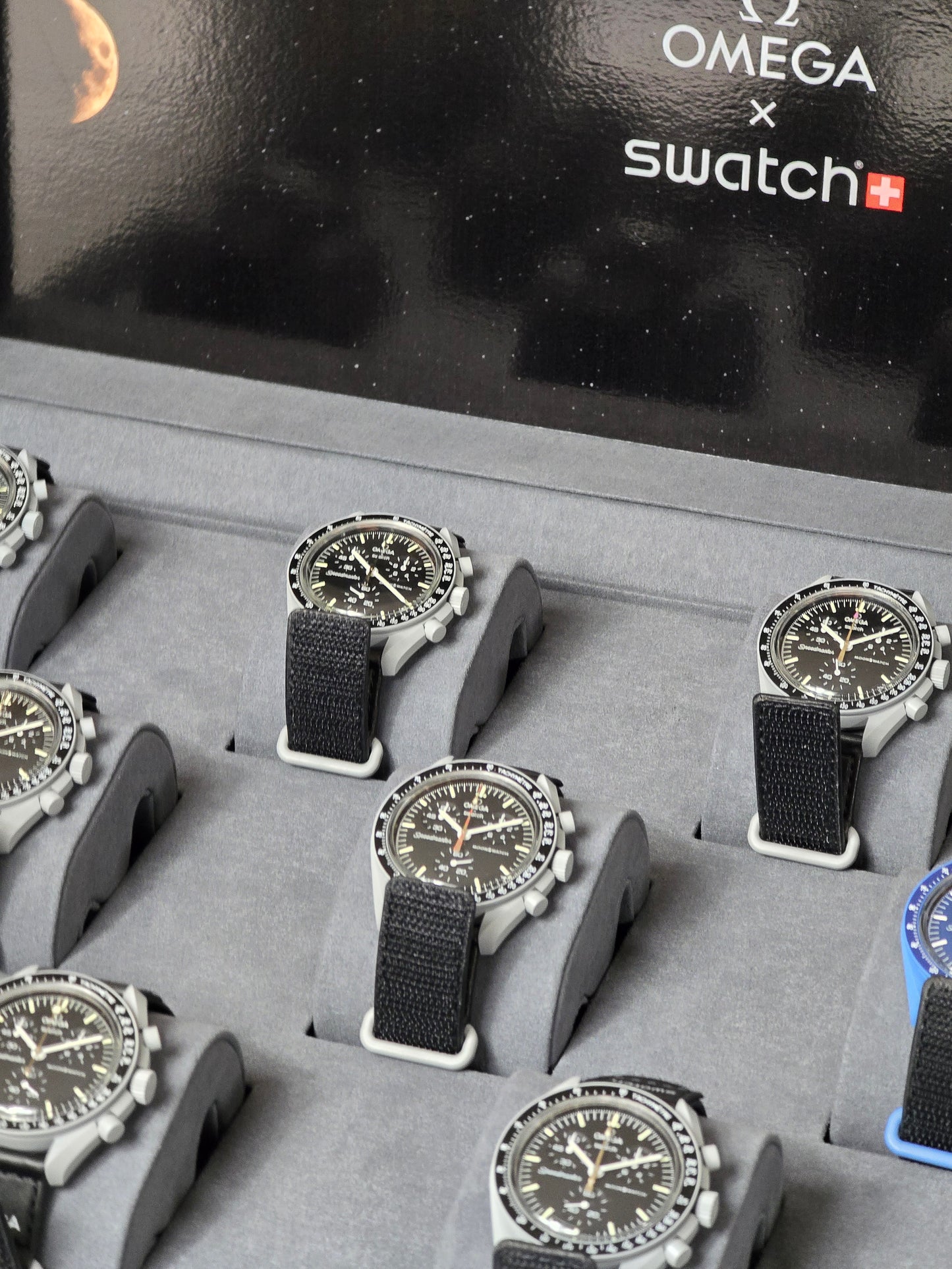 Omega X Swatch MoonSwatch Flight Case: All 11 MoonShines - Black Edition