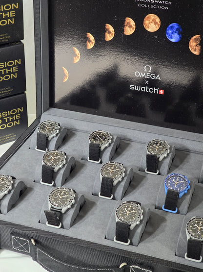 Omega X Swatch MoonSwatch Flight Case: All 11 MoonShines - Black Edition