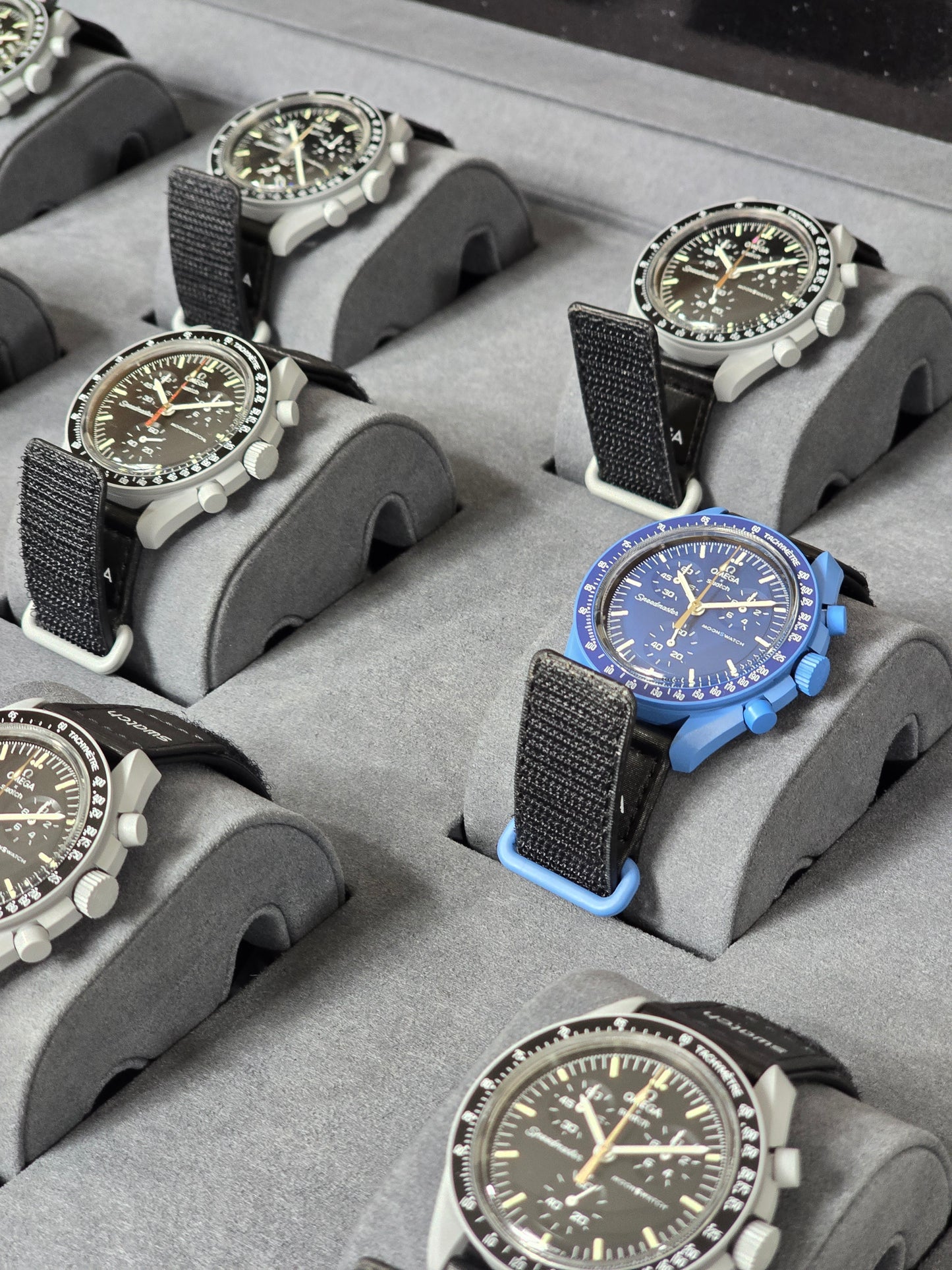 Omega X Swatch MoonSwatch Flight Case: All 11 MoonShines - Black Edition