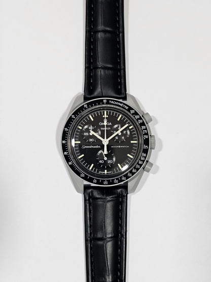 Omega X Swatch MoonSwatch Strap: Embossed Leather - Black